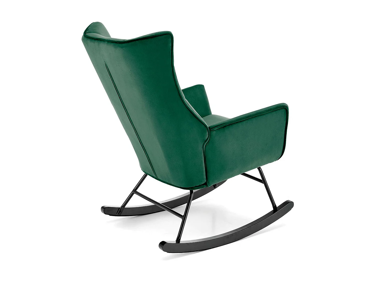 Rocking-chair design en velours vert avec accoudoirs Market