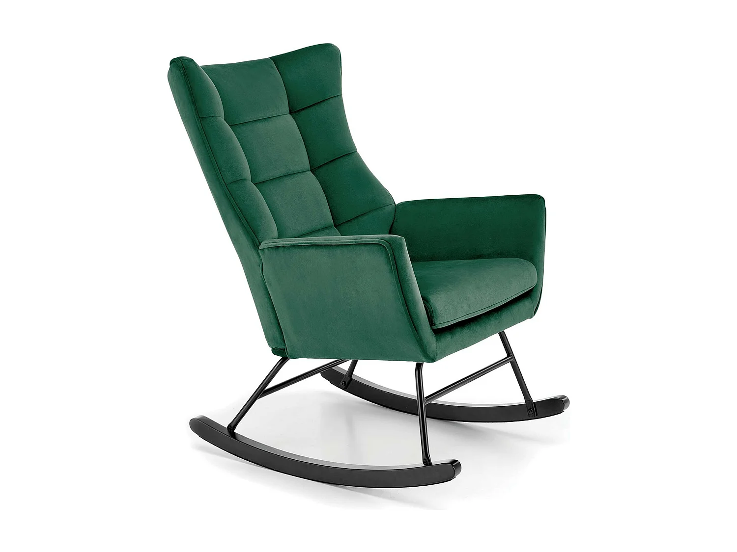 Rocking-chair design en velours vert avec accoudoirs Market
