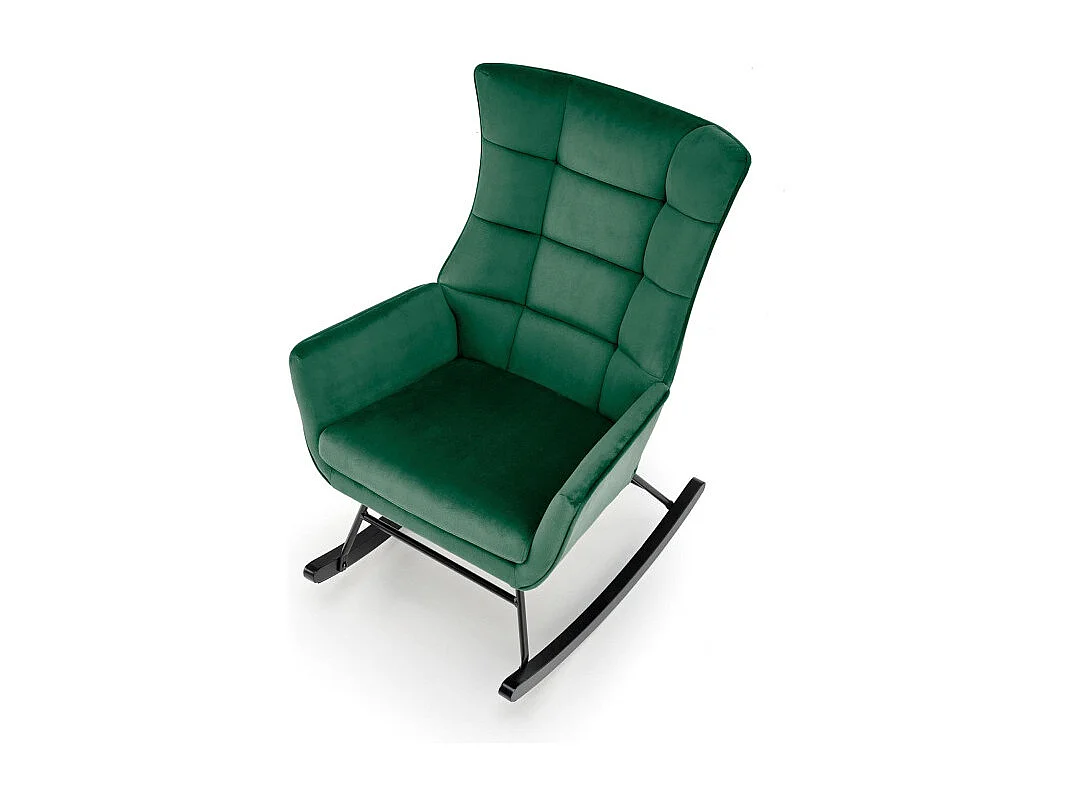 Rocking-chair design en velours vert avec accoudoirs Market