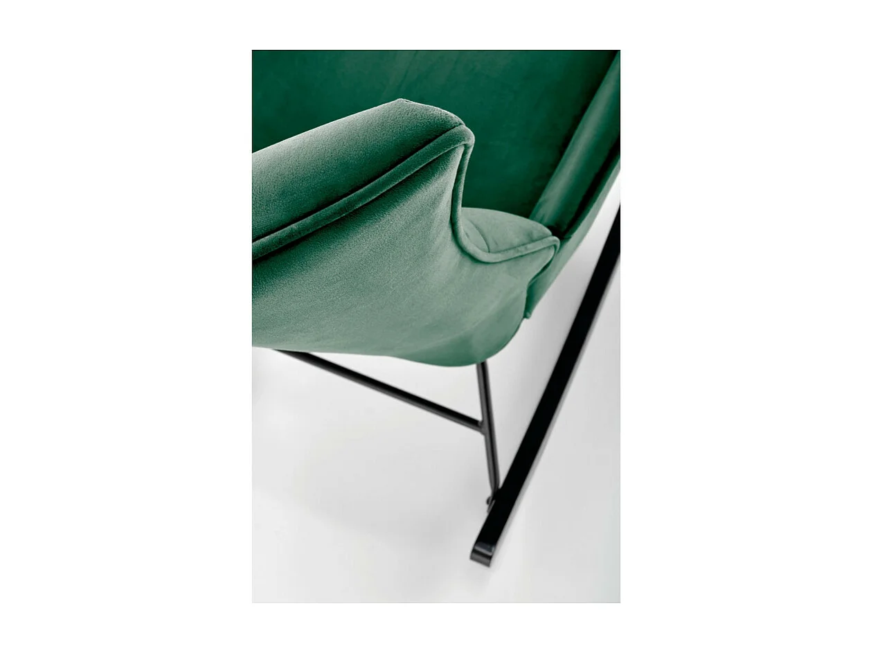 Rocking-chair design en velours vert avec accoudoirs Market