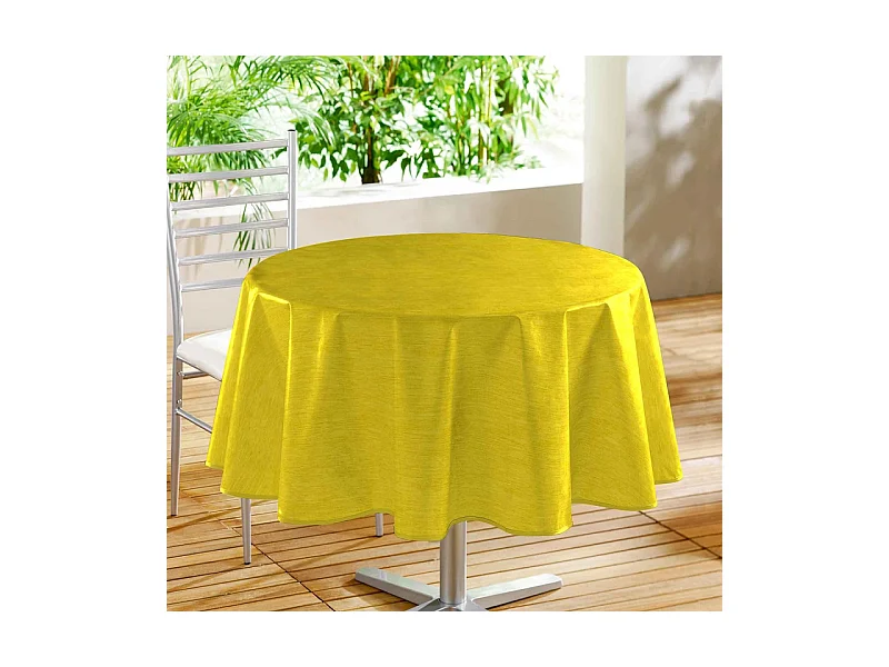 Nappe Ronde Toile Cirée "Declino" 160cm Jaune