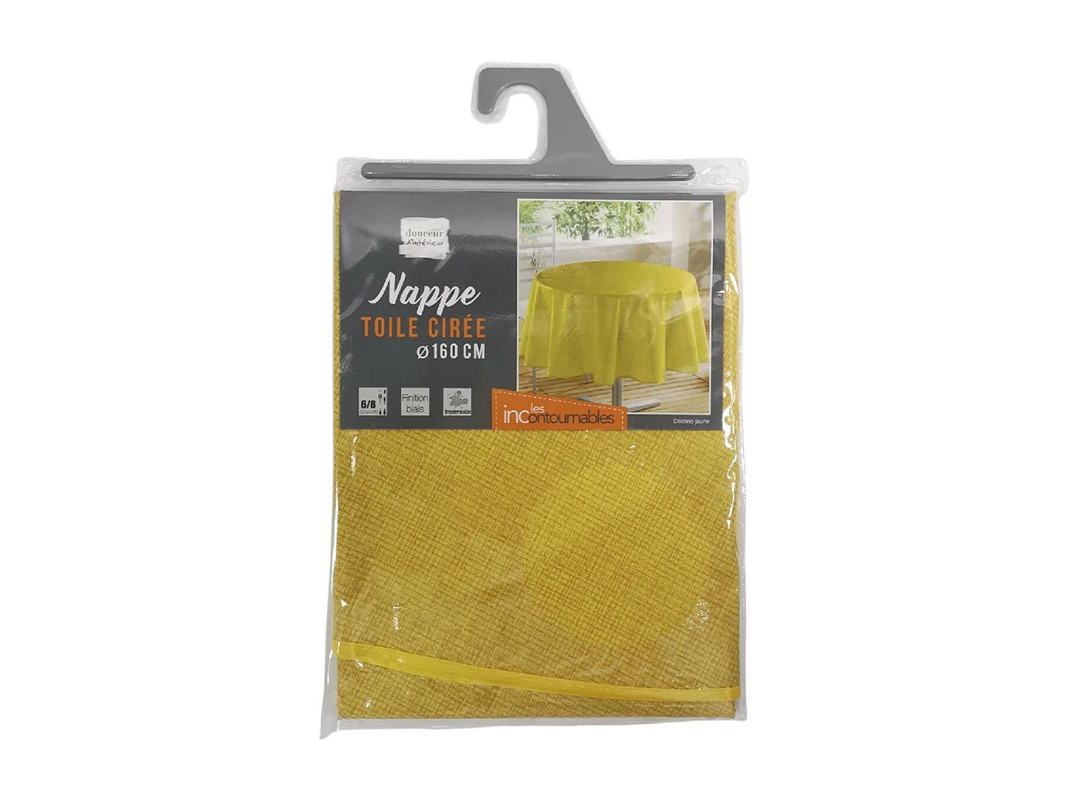 Nappe Ronde Toile Cirée "Declino" 160cm Jaune
