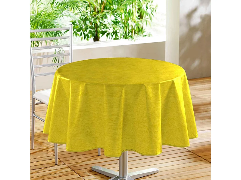 Nappe Ronde Toile Cirée "Declino" 160cm Jaune