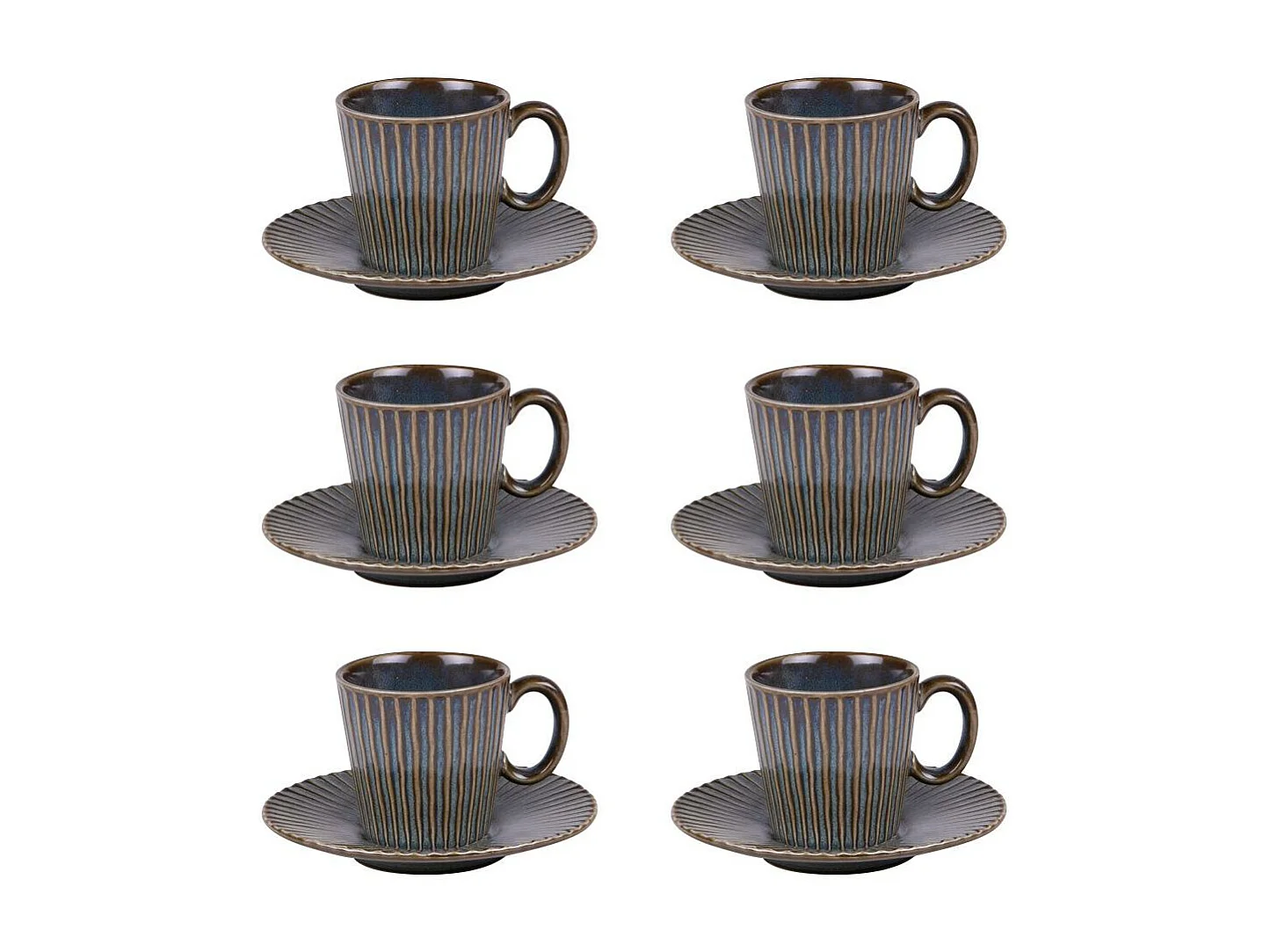 Coffret de 6 tasses à café avec sous tasses Liv bleu 9 cl
