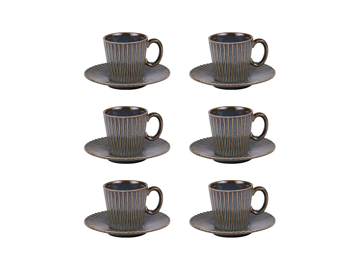 Coffret de 6 tasses à café avec sous tasses Liv bleu 9 cl