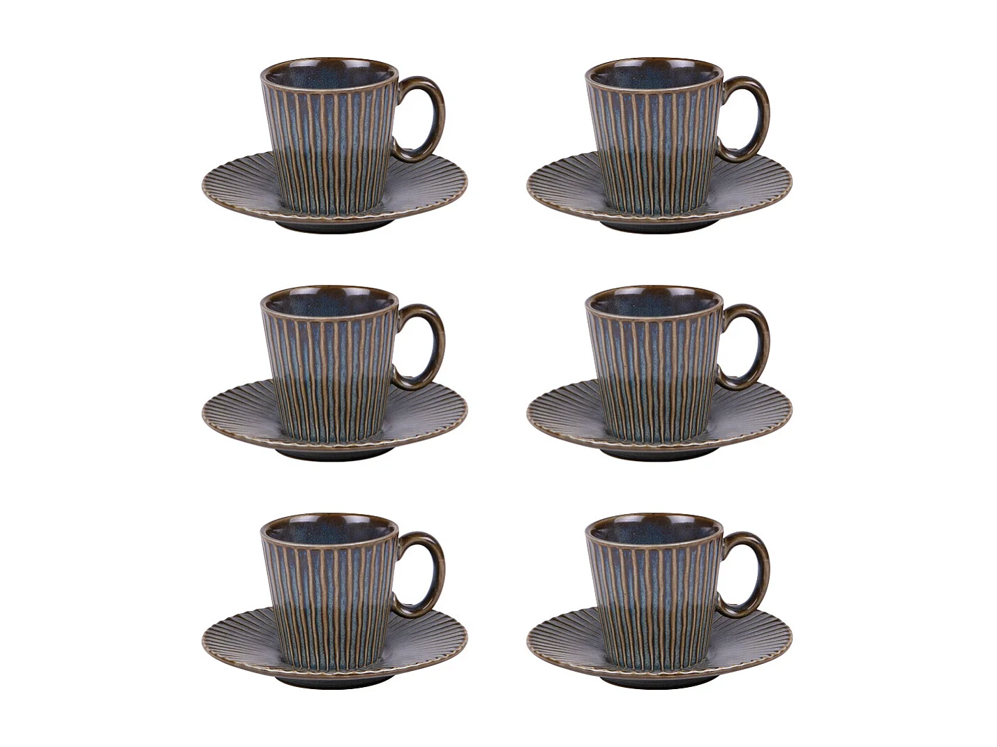 Coffret de 6 tasses à café avec sous tasses Liv bleu 9 cl
