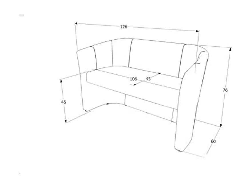 Divano a 2 posti in cammello - stile cabriolet - Tisso