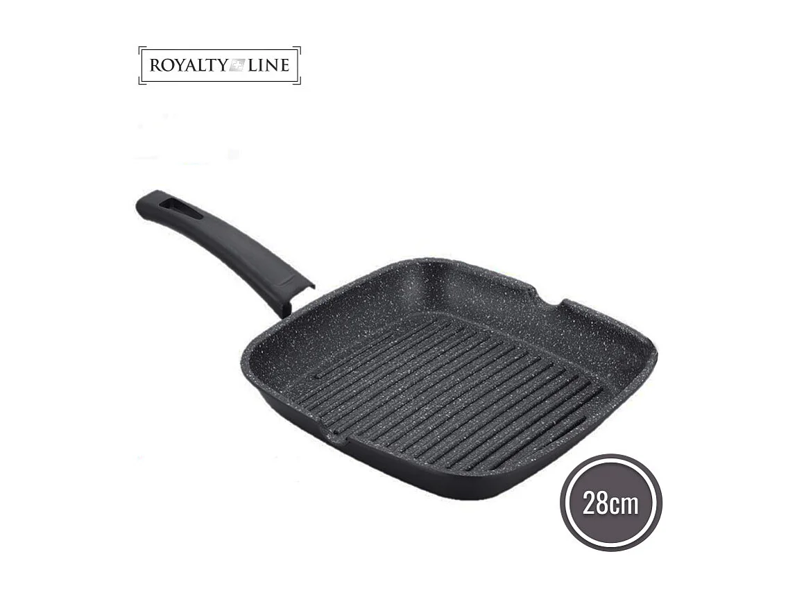 Royalty Line RL-AG28M: Poêle à griller de 28 cm avec revêtement en pierre