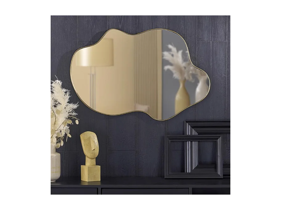 Miroir mural aluminium doré 56 x 90 cm Ely