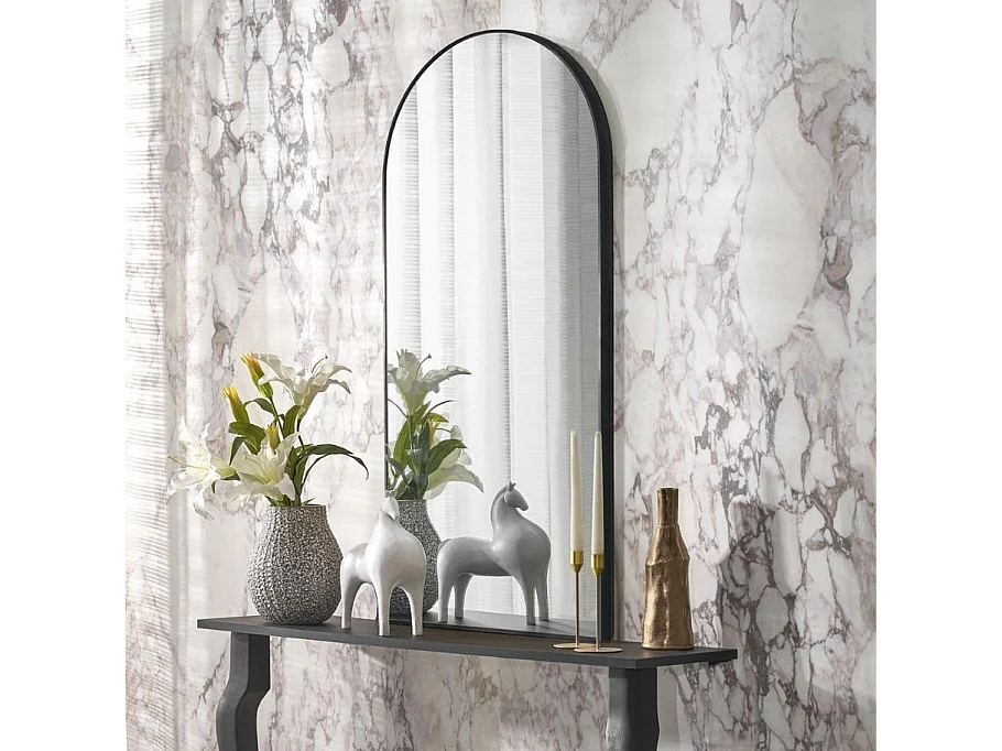 Miroir 120 x 60 cm vouté en aluminium noir Hari