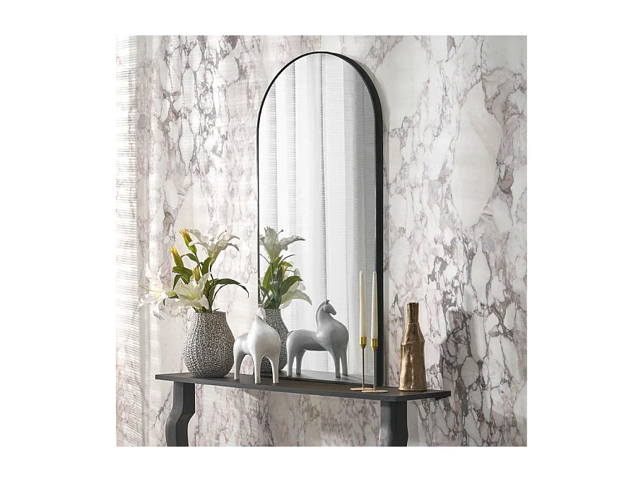 Miroir 120 x 60 cm vouté en aluminium noir Hari