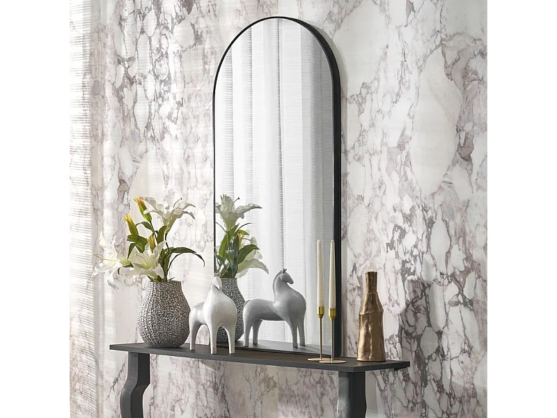 Miroir 120 x 60 cm vouté en aluminium noir Hari