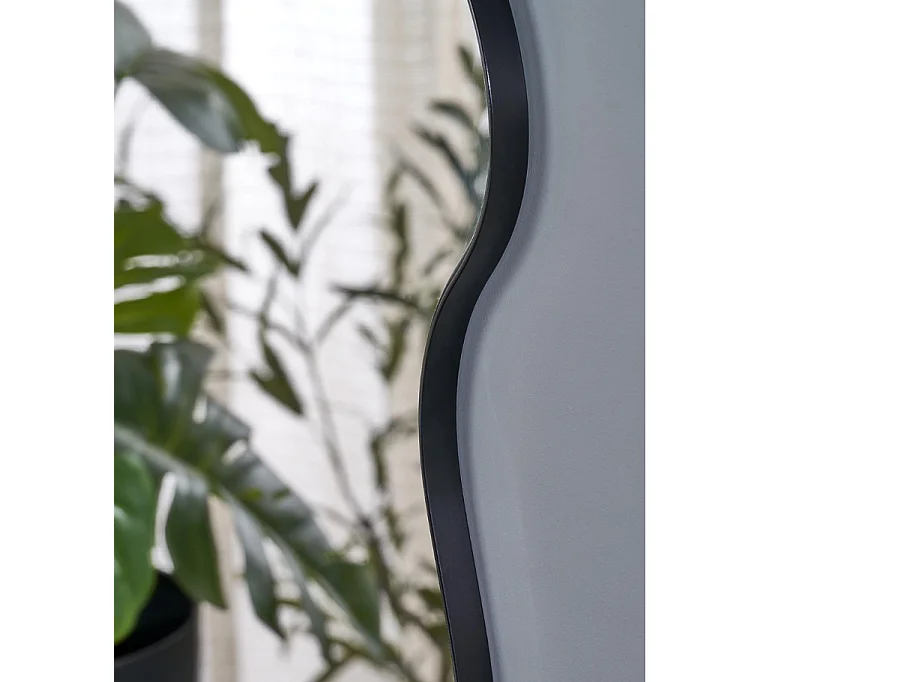 56 x 90 cm specchio da parete in alluminio spazzolato nero Ely