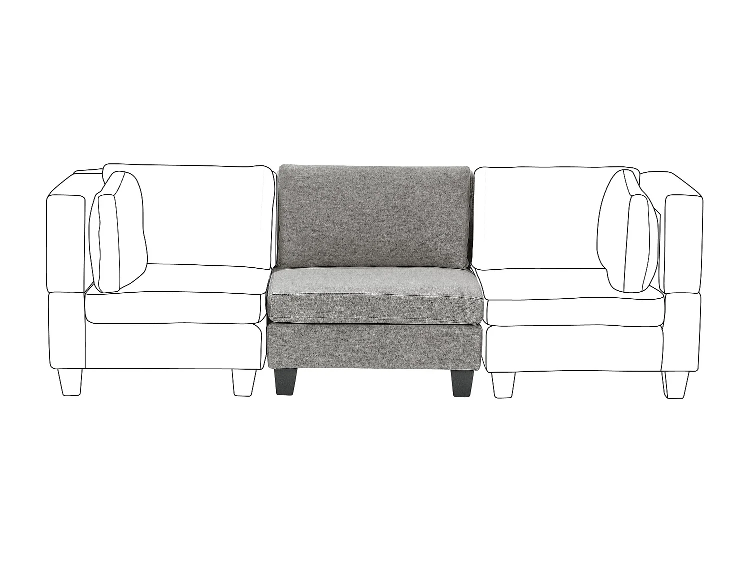 Module fauteuil UNSTAD Tissu Gris clair