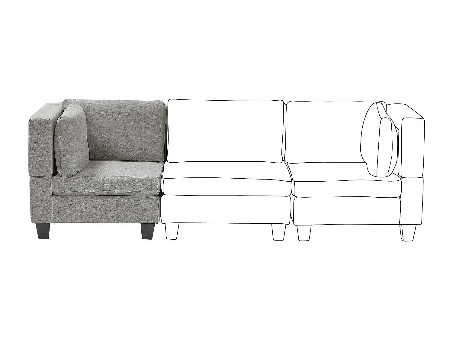 Hoekstuk stof lichtgrijs UNSTAD