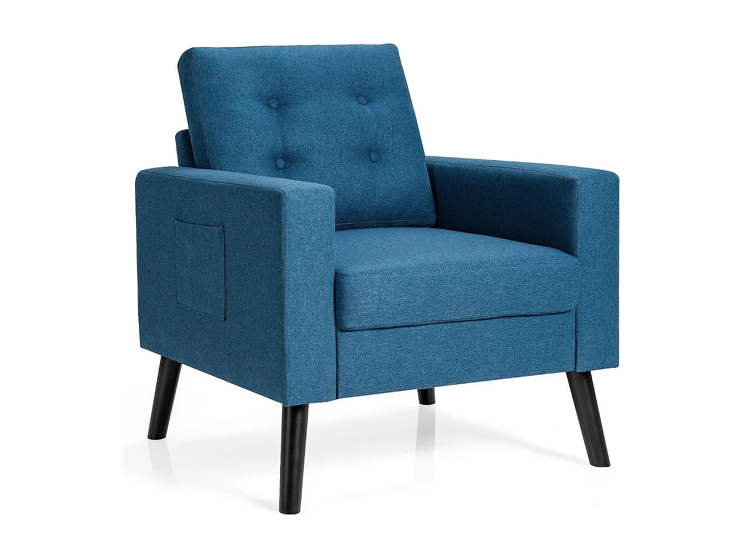 Fauteuil de Salon 1 Personne avec Profondeur d'Assise 53cm Canapé 1 Place avec Pieds Bois d'Hévéa pour Chambre Salon Bureau 81*67*86cm Bleu