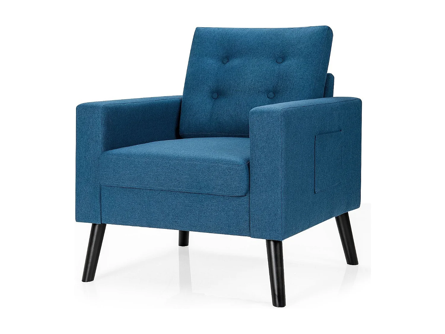 Fauteuil de Salon 1 Personne avec Profondeur d'Assise 53cm Canapé 1 Place avec Pieds Bois d'Hévéa pour Chambre Salon Bureau 81*67*86cm Bleu