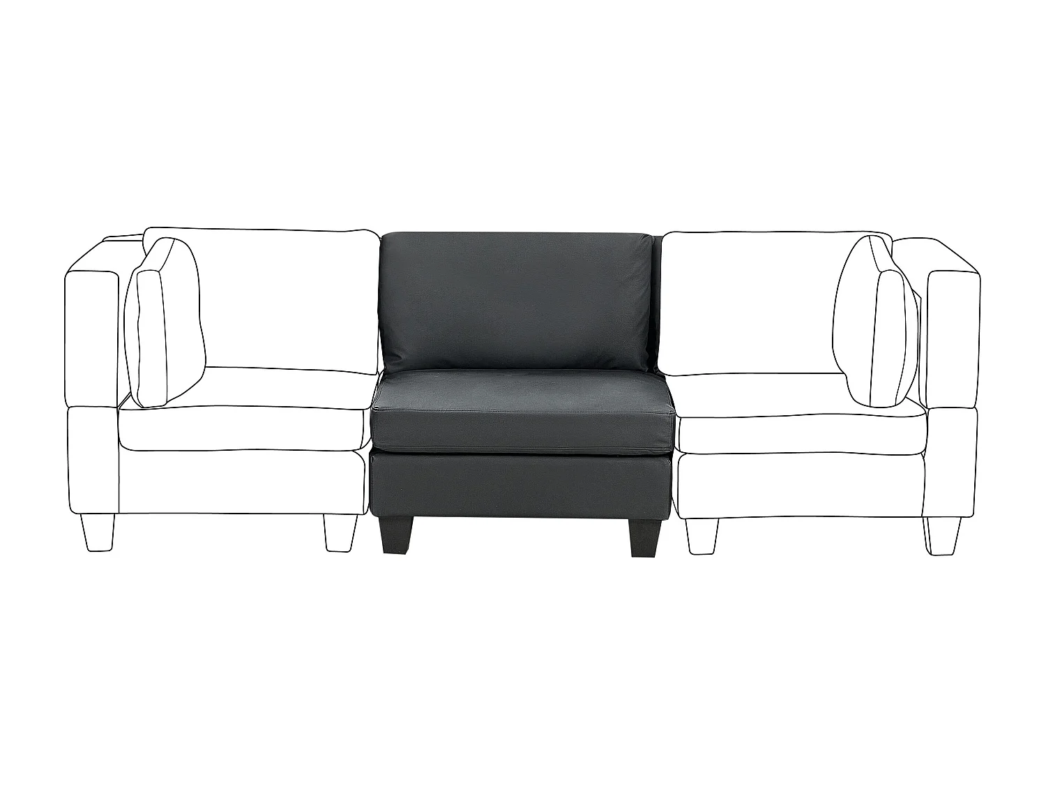 Module fauteuil UNSTAD Cuir PU Noir