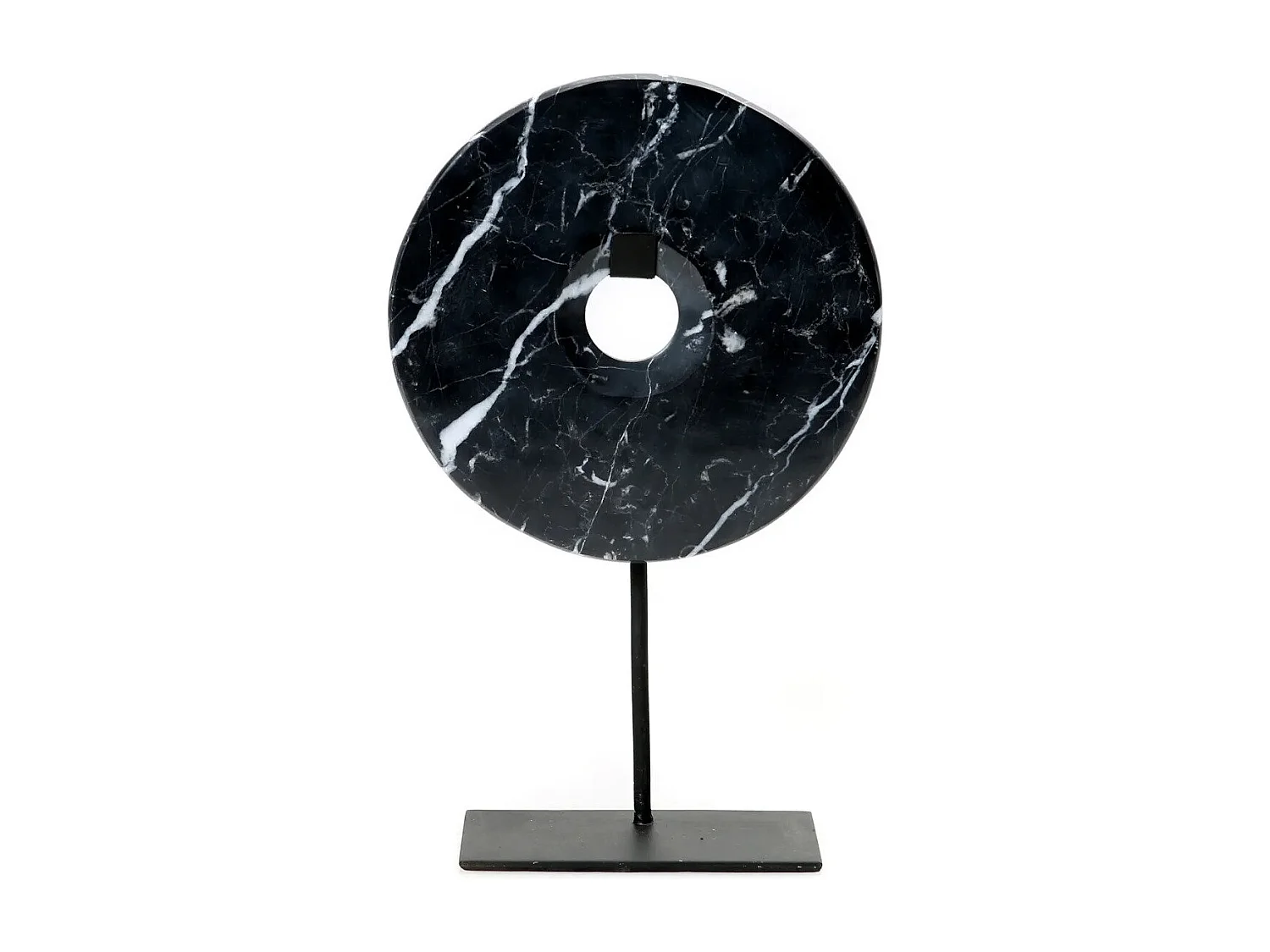 Le Disque En Marbre Sur Support - Noir - L