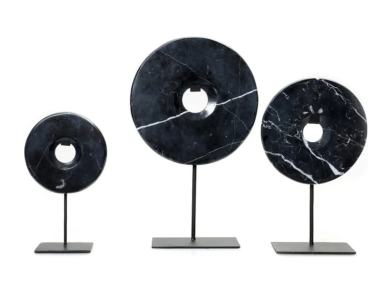 Le Disque En Marbre Sur Support - Noir - L