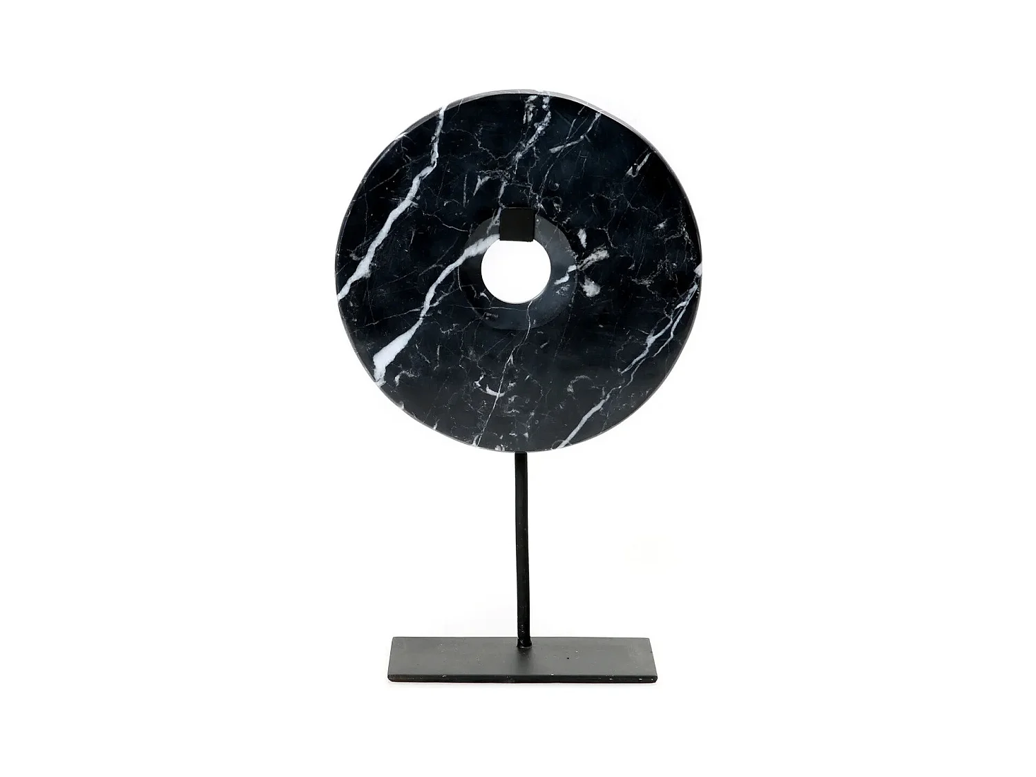 Le Disque En Marbre Sur Support - Noir - L