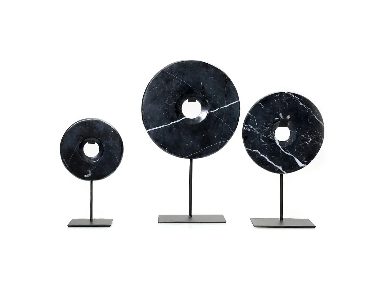 Le Disque En Marbre Sur Support - Noir - L