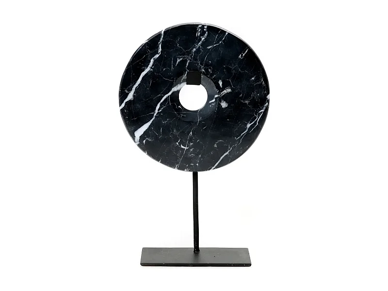 Le Disque En Marbre Sur Support - Noir - L