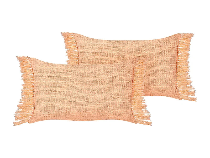 Lot de 2 coussins décoratifs TANSY Coton 40 x 60 cm Orange Unicolore