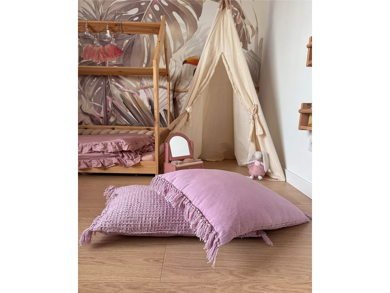 Lot de 2 coussins décoratifs TANSY Coton 40 x 60 cm Rose Unicolore