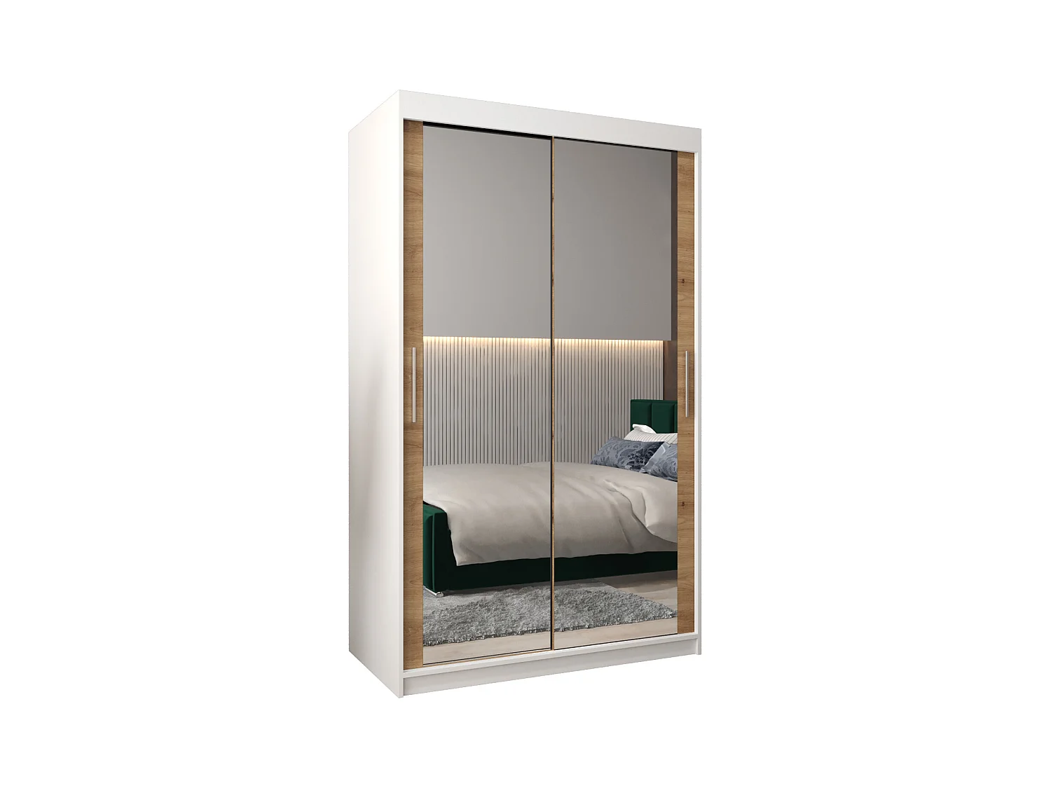 Armoire Tokyo 3 À Portes Coulissantes 200/120/62 2 portes (Blanc/Artisan)