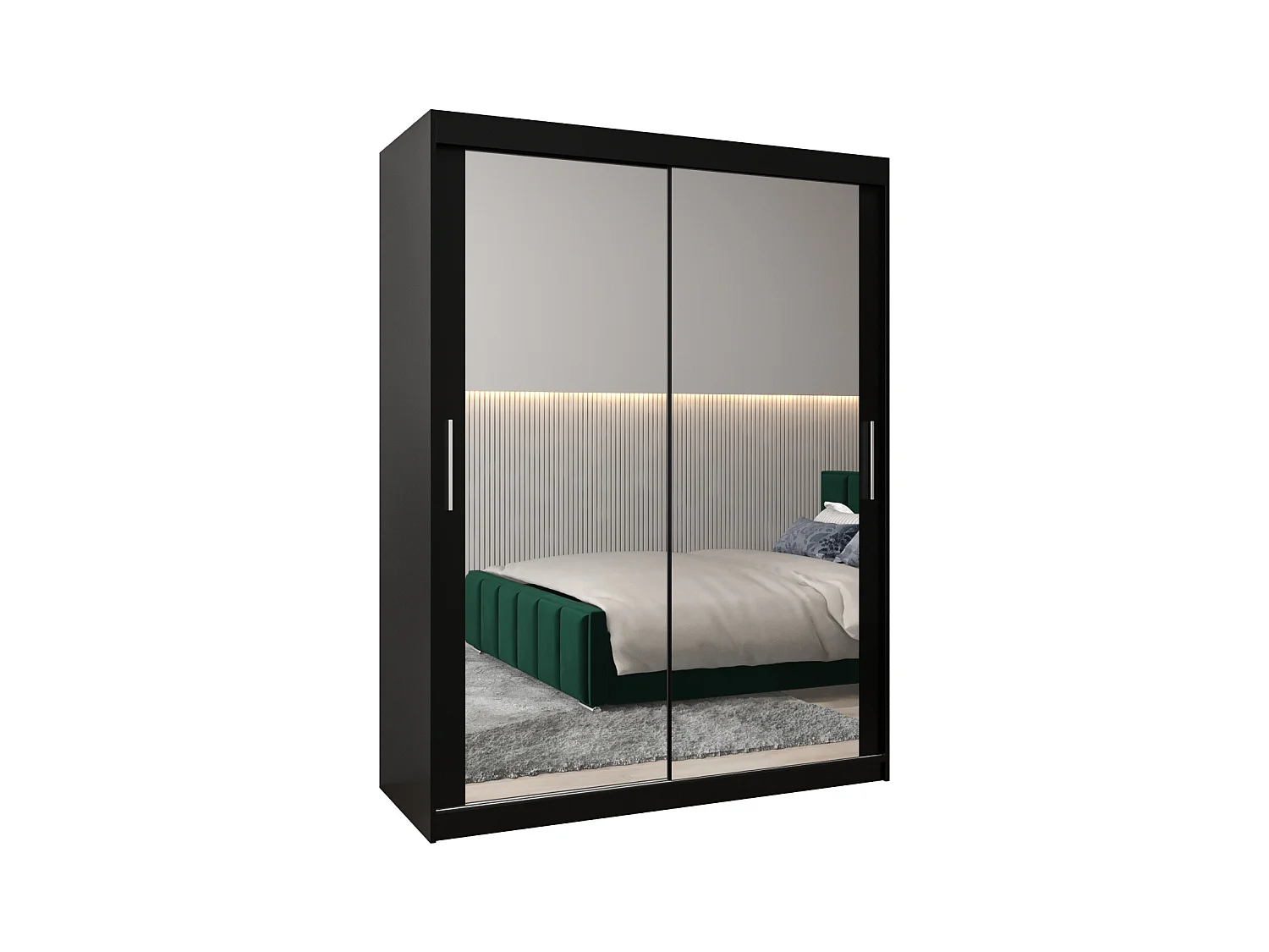 Armoire Tokyo 3 À Portes Coulissantes 200/150/62 2 portes (Noir/Noir)