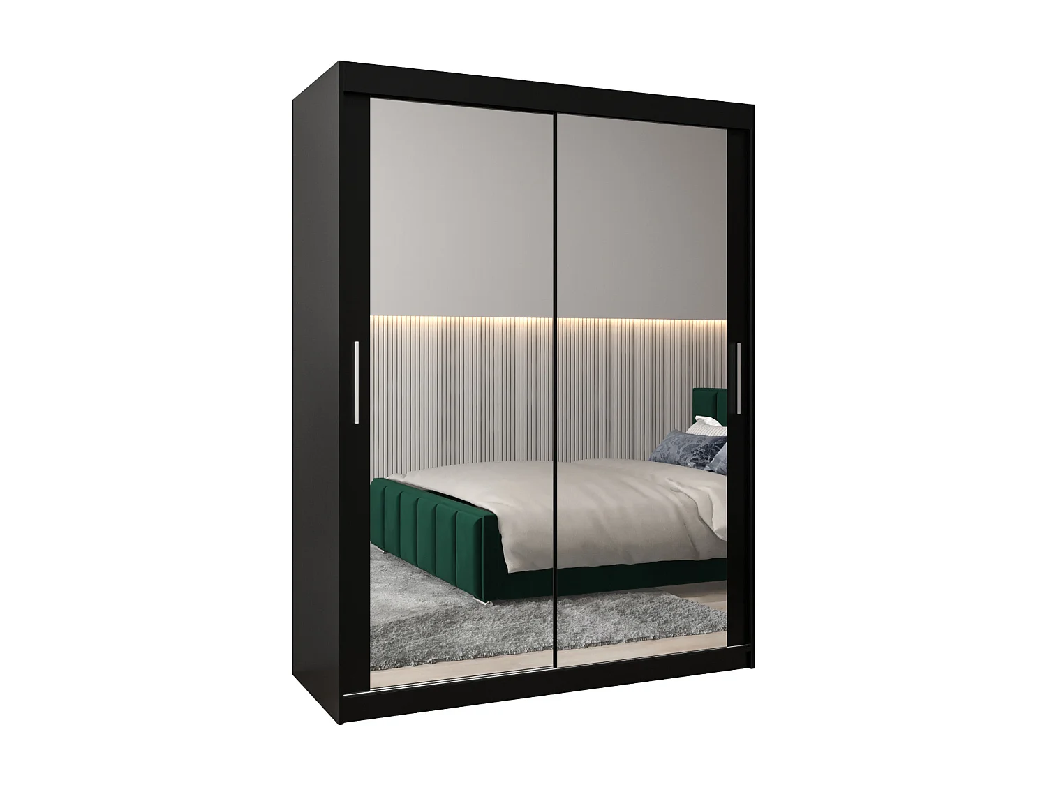 Armoire Tokyo 3 À Portes Coulissantes 200/150/62 2 portes (Noir/Noir)