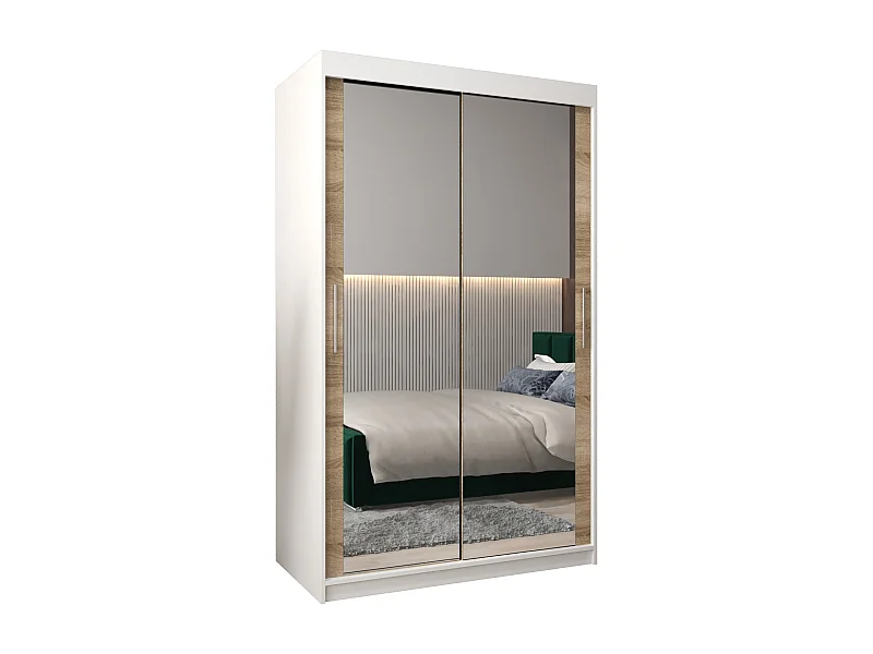 Armoire Tokyo 3 À Portes Coulissantes 200/120/62 2 portes (Blanc/Sonoma)