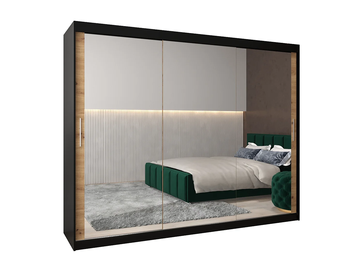 Armario Tokyo 3 de puertas correderas 200/250/62 3 puertas (negro/artisan)