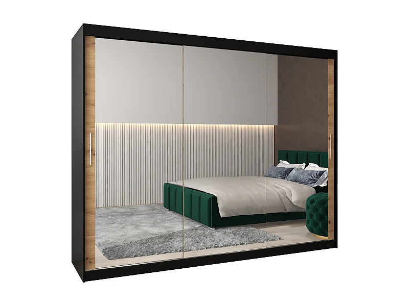 Armario Tokyo 3 de puertas correderas 200/250/62 3 puertas (negro/artisan)