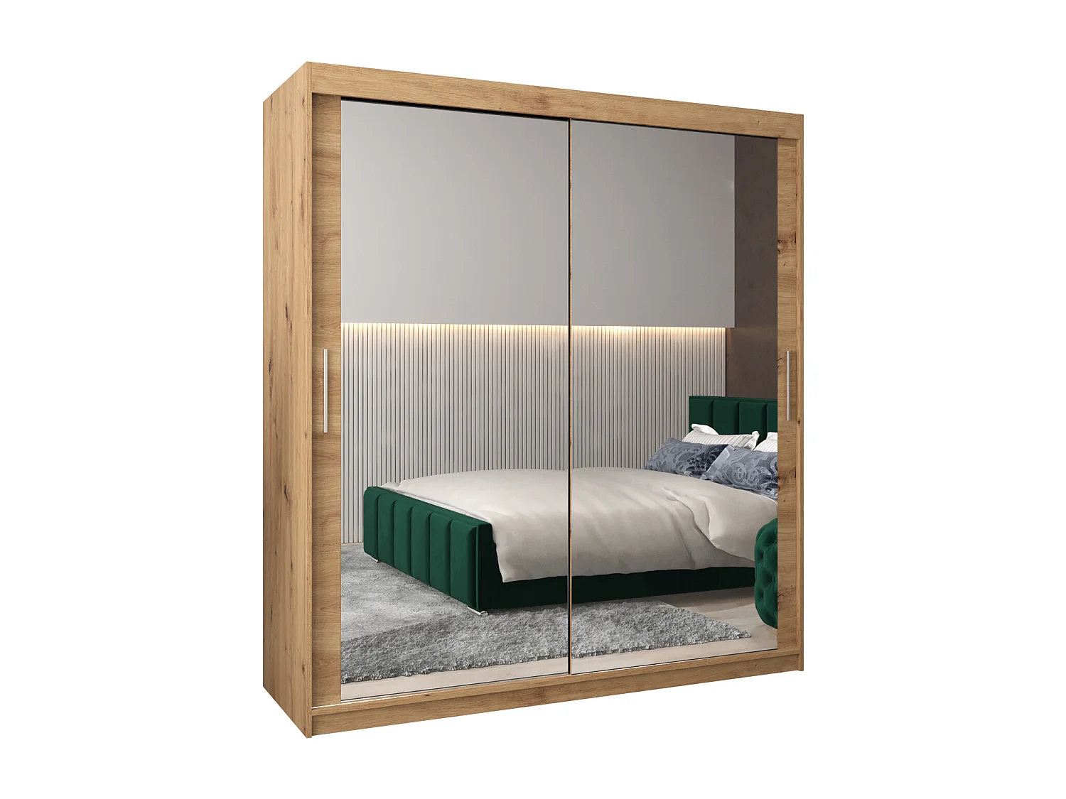 Schwebetürenschrank Tokyo 3 200/180/62 2-Türig (Artisan)