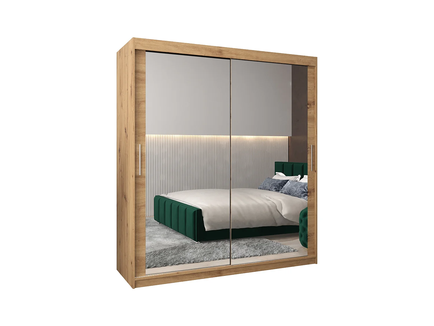 Schwebetürenschrank Tokyo 3 200/180/62 2-Türig (Artisan)