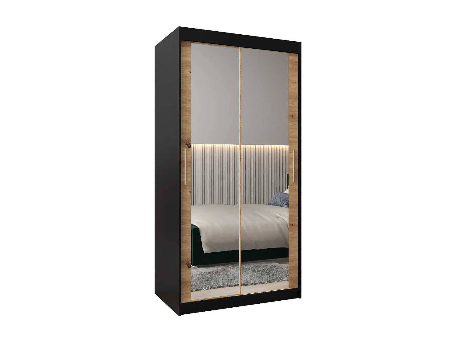 Armoire Tokyo 3 À Portes Coulissantes 200/100/62 2 portes (Noir/Artisan)