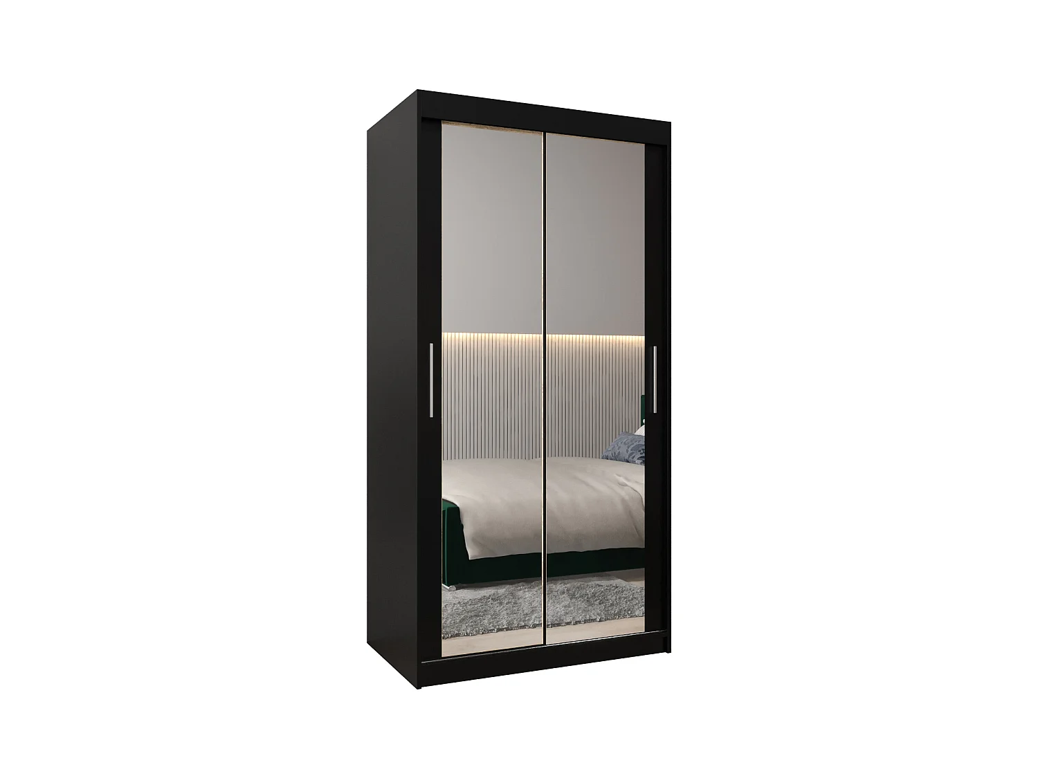 Schwebetürenschrank Tokyo 3 200/100/62 2-Türig (Schwarz)