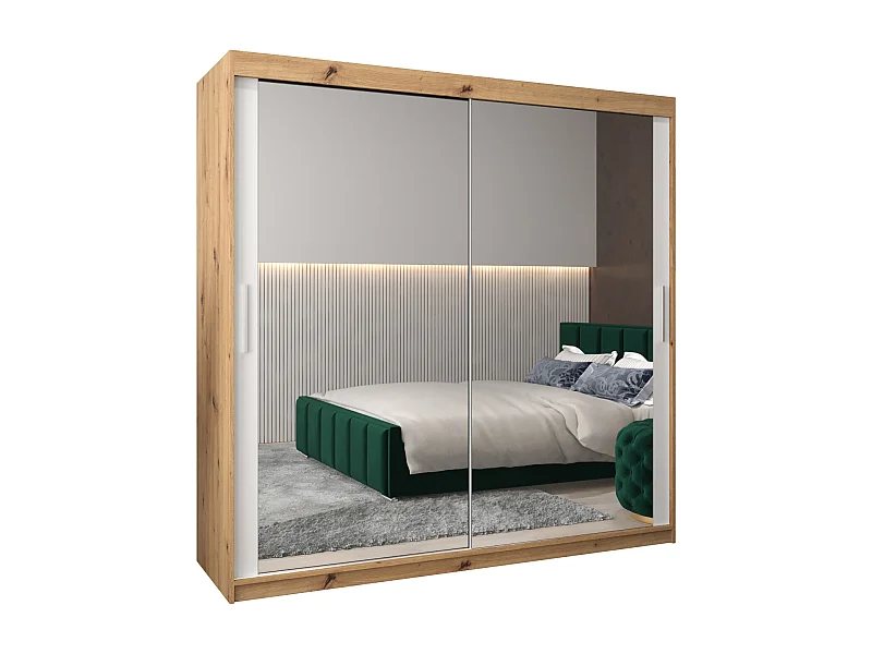 Schwebetürenschrank Tokyo 3 200/200/62 2-Türig (Artisan/Weiß)