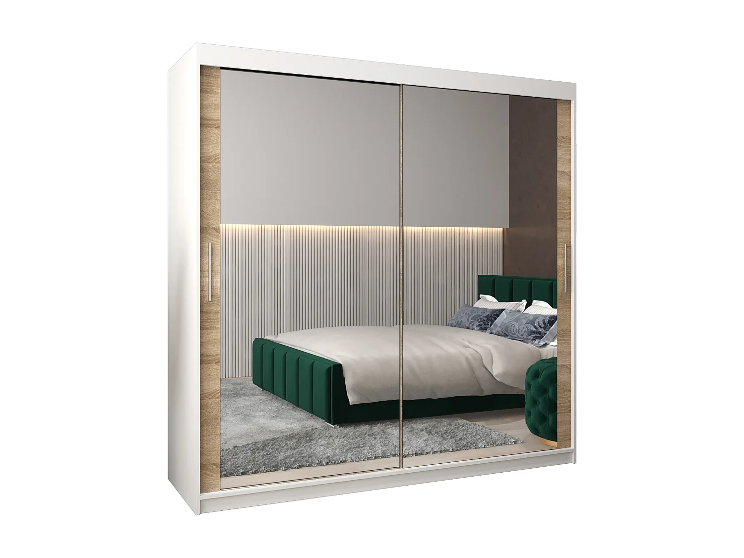 Armoire Tokyo 3 À Portes Coulissantes 200/200/62 2 portes (Blanc/Sonoma)