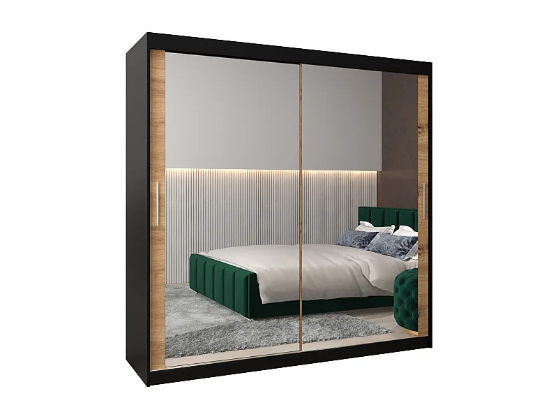 Armoire Tokyo 3 À Portes Coulissantes 200/200/62 2 portes (Noir/Artisan)