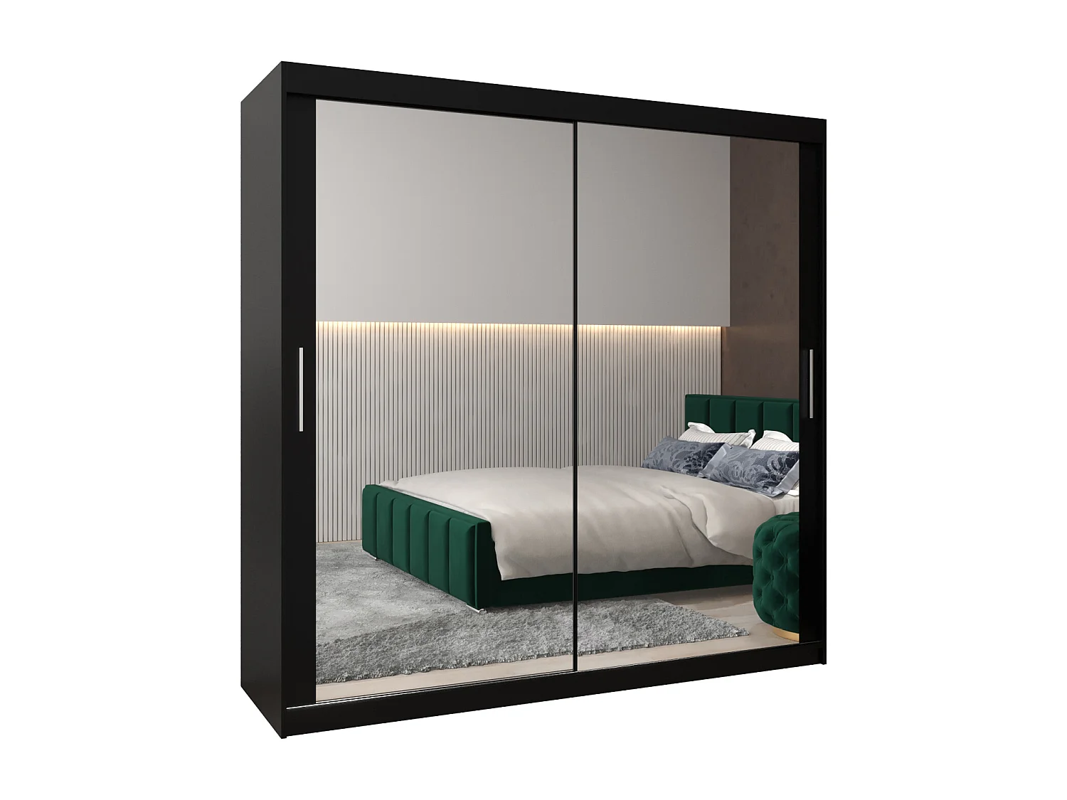 Schwebetürenschrank Tokyo 3 200/200/62 2-Türig (Schwarz)