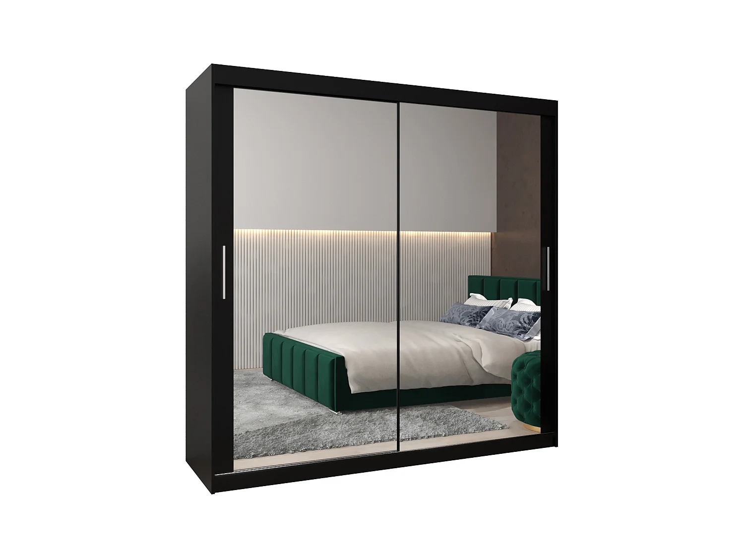 Schwebetürenschrank Tokyo 3 200/200/62 2-Türig (Schwarz)