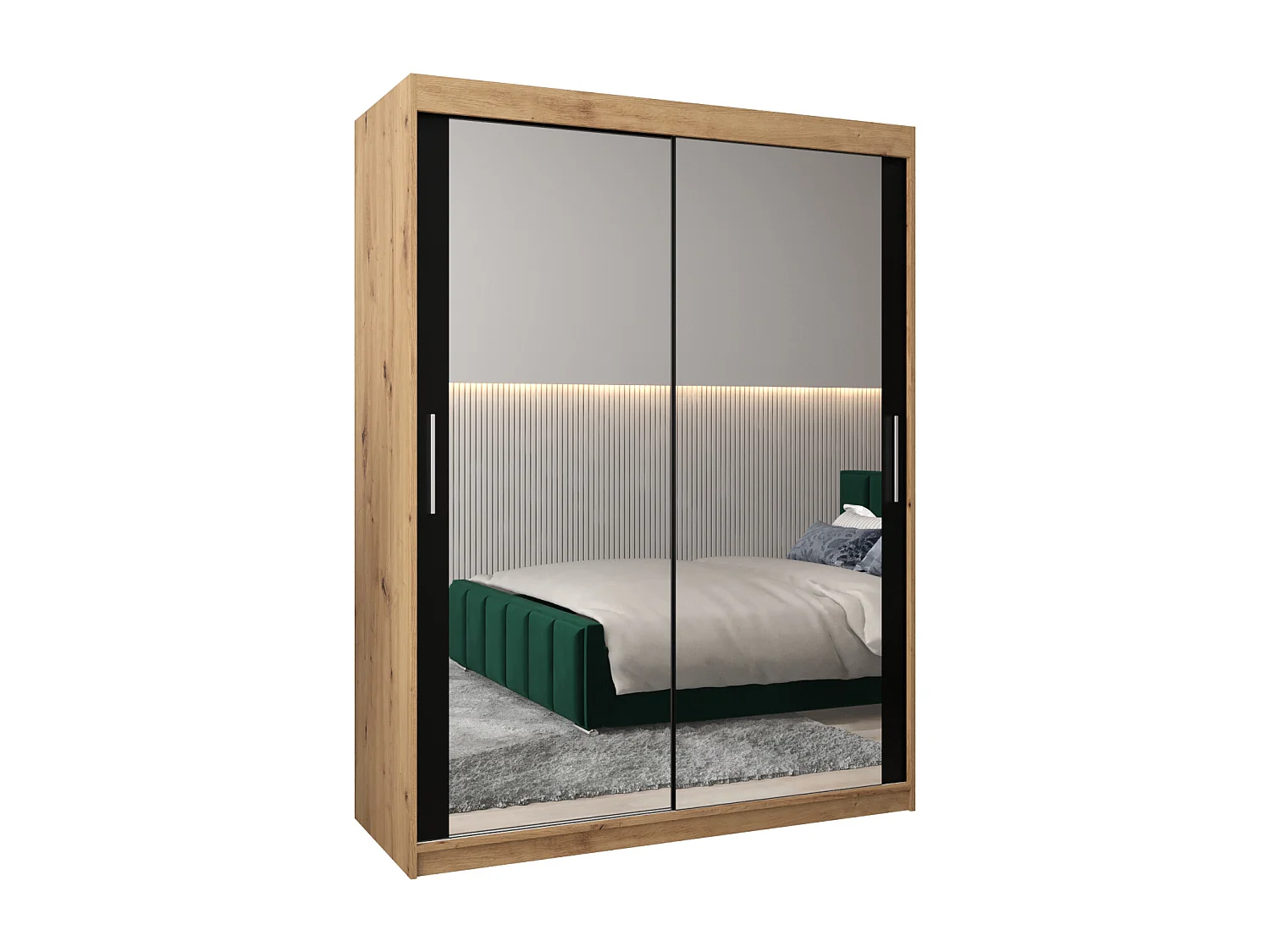 Armadio Tokyo 3 ad ante scorrevoli 200/150/62 2 porte (artisan/nero)