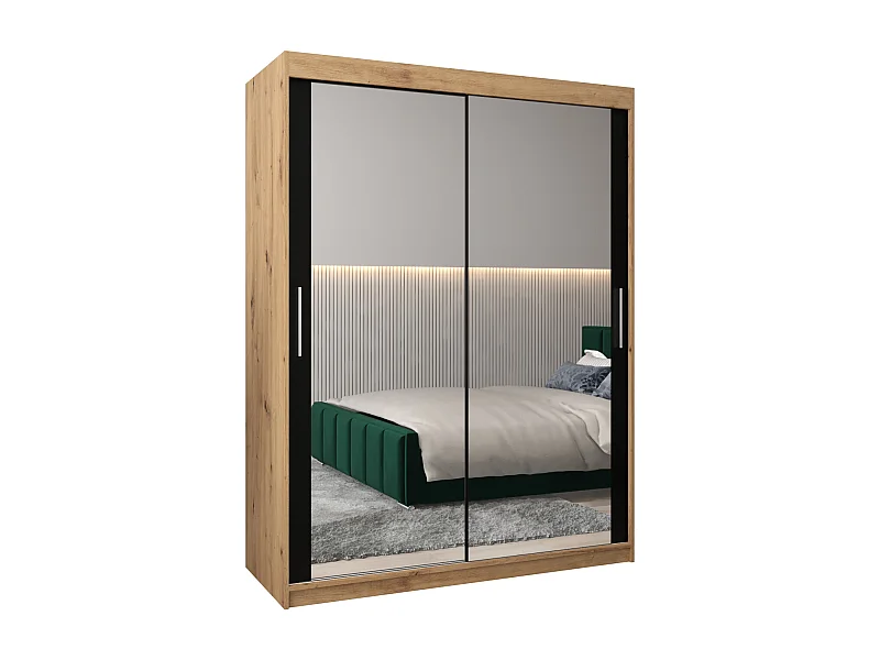 Armoire Tokyo 3 À Portes Coulissantes 200/150/62 2 portes (Artisan/Noir)