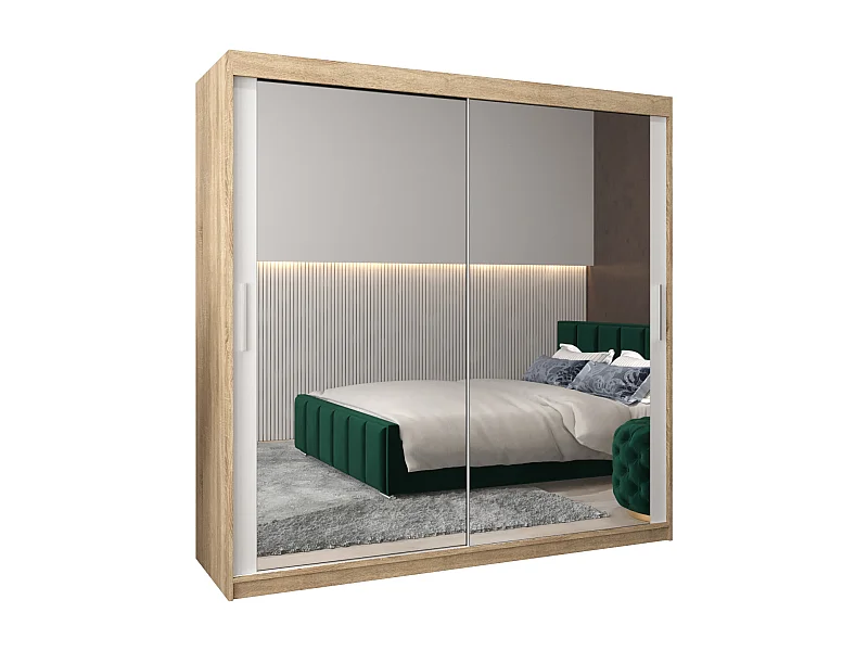 Schwebetürenschrank Tokyo 3 200/200/62 2-Türig (Sonoma/Weiß)