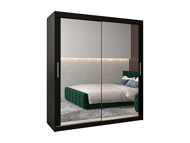 Armoire Tokyo 3 À Portes Coulissantes 200/180/62 2 portes (Noir/Noir)