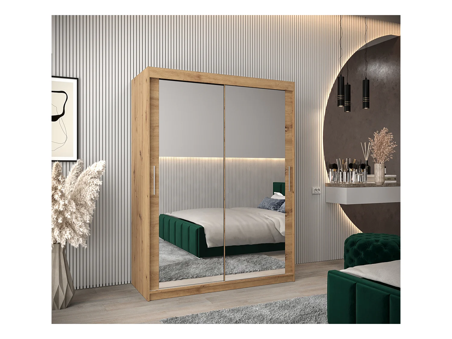 Armoire Tokyo 3 À Portes Coulissantes 200/150/62 2 portes (Artisan/Artisan)