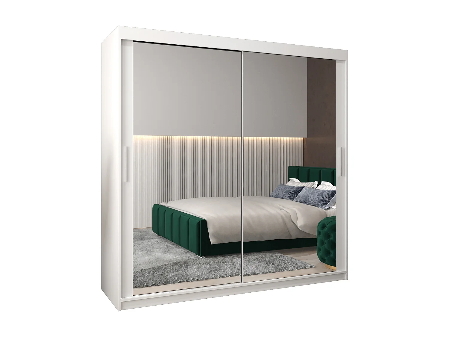 Schwebetürenschrank Tokyo 3 200/200/62 2-Türig (Weiß)